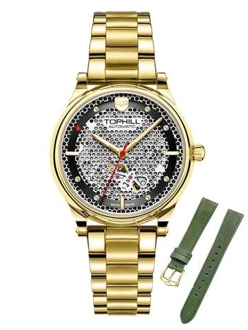 ĐỒNG HỒ TOPHILL TV003L.S2288G Nữ dây và vỏ Thép 316L máy Automatic kính Sapphire 5ATM