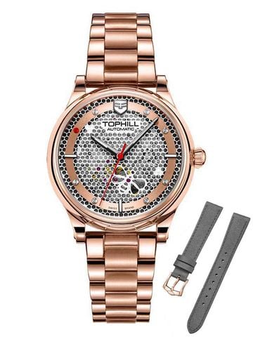 ĐỒNG HỒ TOPHILL TV003L.S3288P Nữ dây Thép 316L máy Automatic kính Sapphire Size 33mm 5ATM