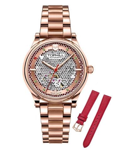 ĐỒNG HỒ TOPHILL TV003L.S3288R Nữ dây và vỏ Thép 316L máy Automatic kính Sapphire 5ATM