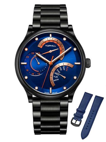 ĐỒNG HỒ TOPHILL TV007G.S5352 Nam dây Thép 316L máy Quartz kính Sapphire Size 43mm 5ATM