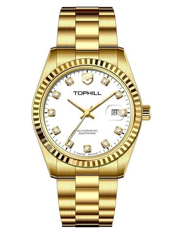 ĐỒNG HỒ TOPHILL TW095G. S2238 Nam dây thép 316L Máy automatic Kính sapphire 5ATM