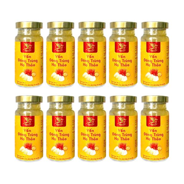 Set 10 Hũ Tổ Yến Chưng Sẵn Cao Cấp - Yến Hoàng Đông Trùng 35% Yến (150ml/ Hũ)