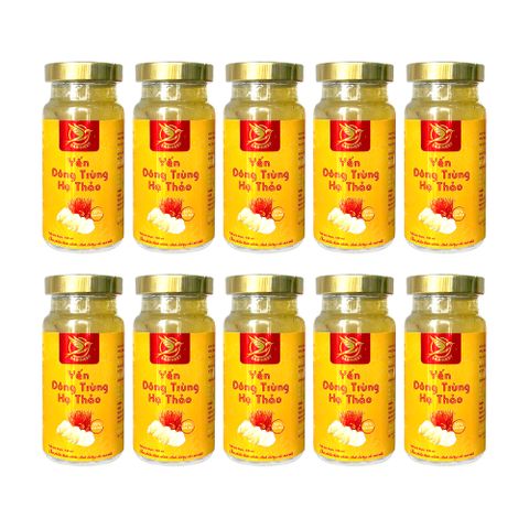 Set 10 Hũ Tổ Yến Chưng Sẵn Cao Cấp - Yến Hoàng Đông Trùng 35% Yến (150ml/ Hũ)