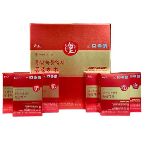 Nước Hồng Sâm Nhung Hươu Linh Chi Đông Trùng HG Bio Ginseng King 6Years Red Ginseng Deer Antler Reishi Mushroom Cordyceps