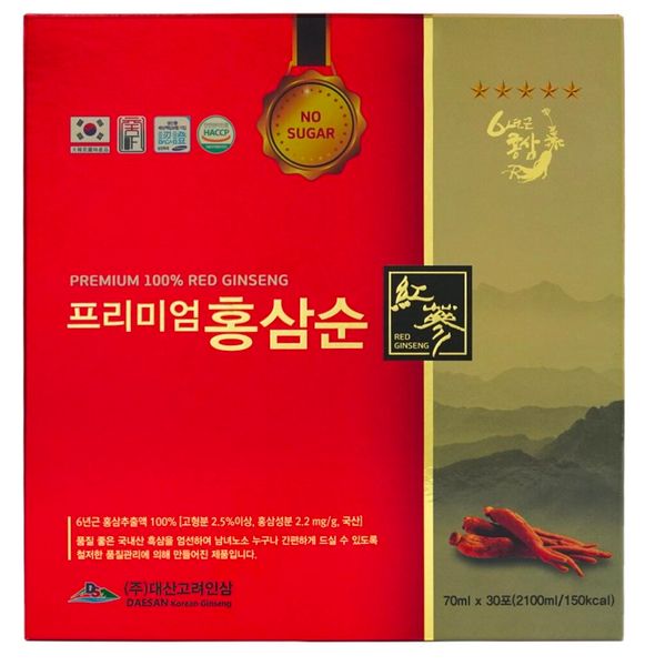 Nước Hồng Sâm Không Đường Daesan Premium 100% Red Ginseng (70ml x 30 gói)