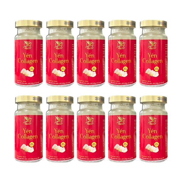Set 10 Hũ Tổ Yến Chưng Sẵn Cao Cấp - Yến Hoàng Collagen 35% Yến (150ml/ Hũ)