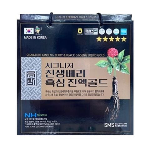 Nước Hắc Sâm SMS Bio Pharm Signature Ginseng Berry & Black Ginseng Liquid Gold Hàn Quốc