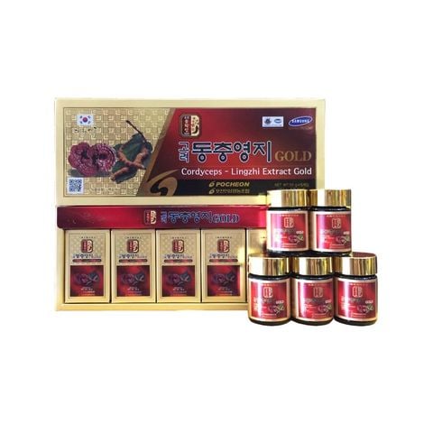 Cao Linh Chi Đông Trùng Hạ Thảo Pocheon Cordycep Lingzhi Extract Gold (5 lọ x 50gr)