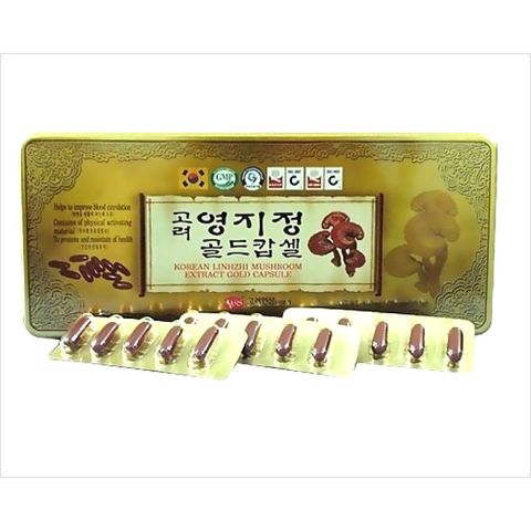 Viên Linh Chi KGS Korean Linhzhi Mushroom Extract Gold Capsule Hộp Thiếc 120 Viên