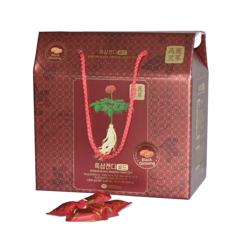 Kẹo Hắc Sâm KGS Korean Black Ginseng Candy Gold Hộp Giấy