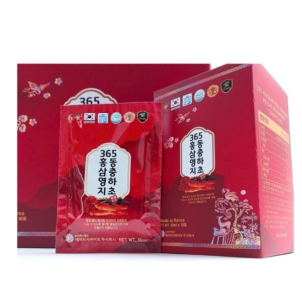 Nước Hồng Sâm Linh Chi Đông Trùng 365 Cao Cấp Từ Hàn Quốc (60 Gói x 50ml)