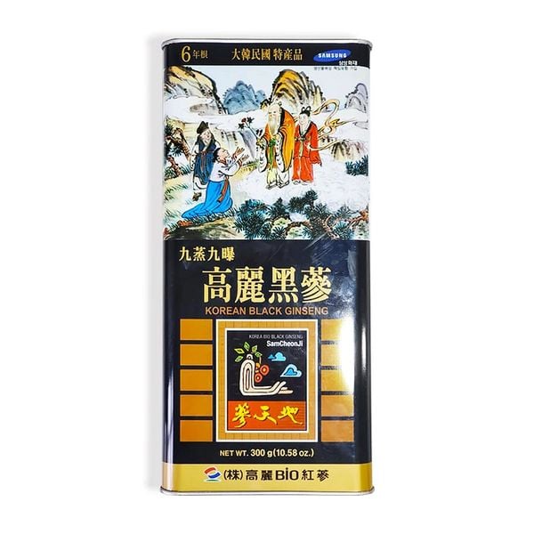 Hắc Sâm Củ Khô Hộp Thiếc Bio Red Ginseng Korean Black Ginseng 300gr Hàn Quốc