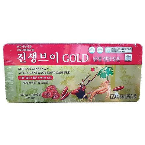 Viên Linh Chi Hồng Sâm Nhung Hươu Dongwon Korean Ginseng V Antler Extract Soft Capsule Gold 120 Viên