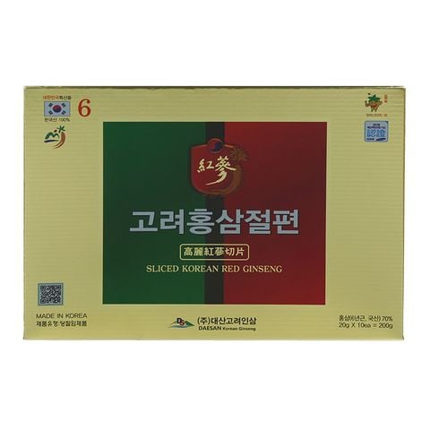 Sâm Lát Tẩm Mật Ong Daesan Sliced Korean Red Ginseng (20gr x 10 gói)