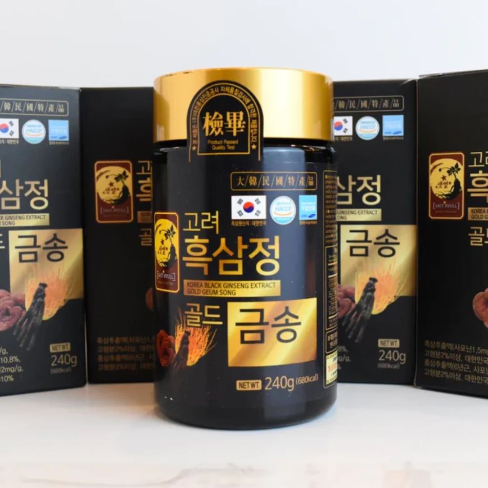 Cao Hắc Sâm Linh Chi Đông Trùng Hạ Thảo Korea Black Ginseng Extract Gold Geum Song Hàn Quốc (4 Lọ x 240gr)