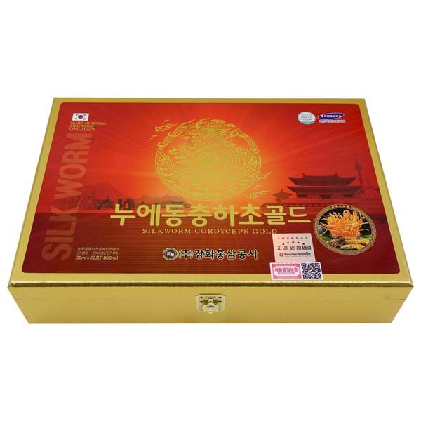 Nước Uống Đông Trùng Hạ Thảo KangHwa Silkworm Cordyceps Gold Hàn Quốc (60 Gói x 30ml)