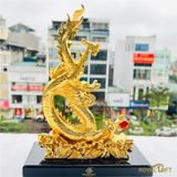 Quà tết tặng sếp: Tượng Rồng Vàng Kim Long Bảo Khang mạ vàng
