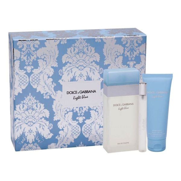Gift Set Dolce & Gabbana Light Blue 3pcs ( EDT 100ml & EDT 10ml & Body Cream 75ml ) (Eau de Toilette/100ml & Eau de Toilette 10ml & Body Cream 75ml)