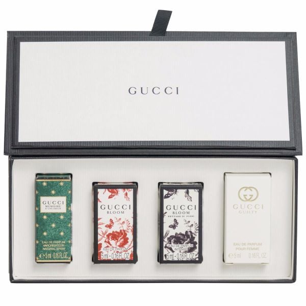 Gift Set Gucci 4pcs For Women ( 4 x 5ml ) (Eau de Parfum/5ml Gucci Bloom & Gucci Bloom Nectare Di Fiori & Gucci Guilty Pour Femme & Gucci Mémoire d’une Odeur)