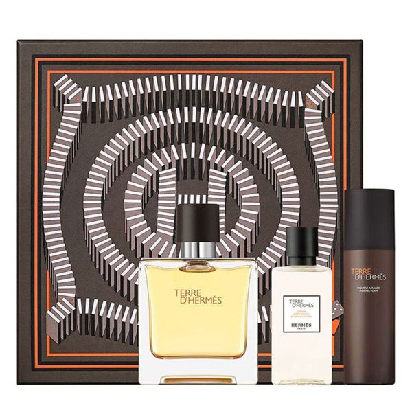 Gift set Hermes Terre D´Hermes Pure Perfume Edp 75Ml + Soaving Foam 50Ml + After Shave 40Ml (Eau de Parfum/75ml & Kem Cạo Râu 50ml & Kem Dưỡng Sau Khi Cạo 40ml)