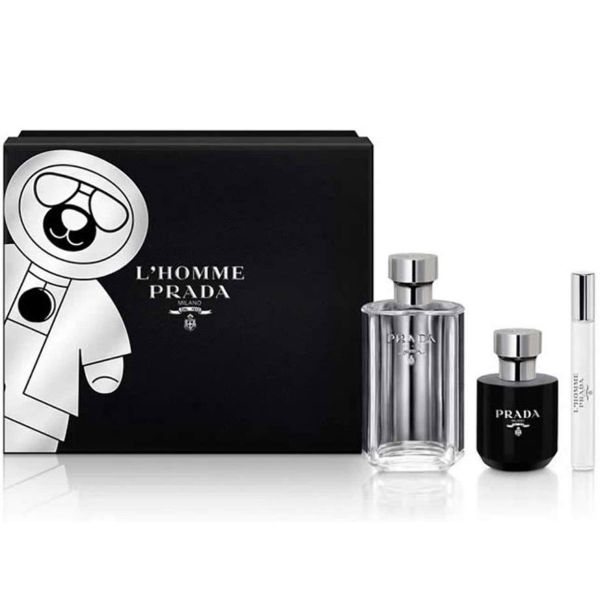Gift Set Prada L'homme 3pcs ( EDT 100ml & EDT 10ml & Sữa tắm 100ml ) (100ml & Eau de Toilette 10ml & Sữa tắm 100ml / Eau de Toilette)