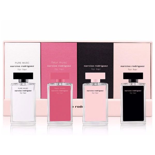 Narciso Rodriguez For Her Collection 4pcs ( 7,5ml x 4 ) (Eau de Parfum/7.5ml Narciso Pure Musc & Narciso Fleur Musc & Narciso For Her EDP & Eau de Toilette 7.5ml Narciso For Her EDT)