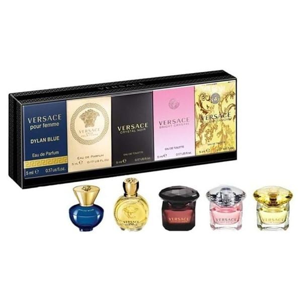 Versace Miniature Collection Women ( 5 x 5ml ) (Eau de Parfum/5ml Dylan Blue, Eros & Eau de Toilette 5ml Crystal Noir, Bright Crystal, Yellow Diamond)