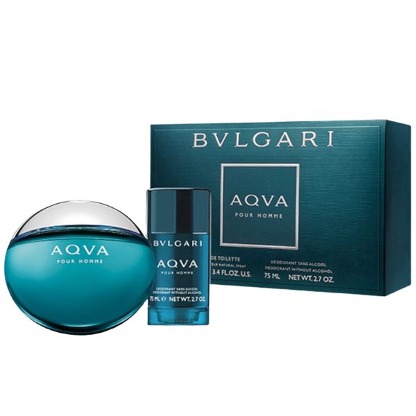 Gift Set Bvlgari Aqva Pour Homme 2pcs (EDT 100ml & Lăn Khử Mùi 75ml) (Eau de Toilette/100ml & Sáp Lăn Khử Mùi 75ml)