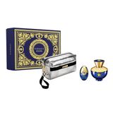 Giftset Versace Dylan Blue Pour Femme 3pcs ( EDP 100ML & EDP 10ml & Travel Bag ) (100ml & Eau de Parfum / Eau de Parfum)