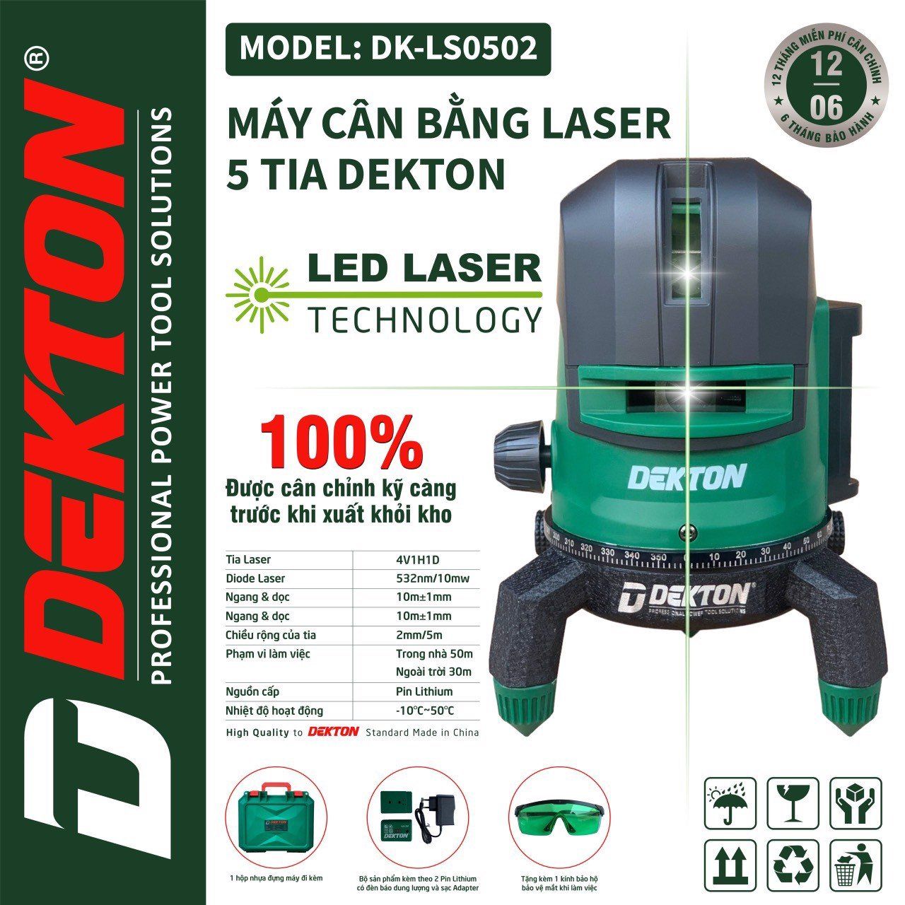  MÁY CÂN BẰNG LASER DEKTON - DK LS0502 - 05 TIA (TIA XANH) 