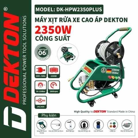  Máy Rửa Xe Dekton DK-HPW 2350 Plus - 2350W (Chuyên Nghiệp) có rulo 