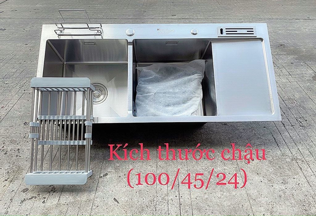 Chậu 2 Hố Có Bàn Cài Giao cài Thớt H10045-CD