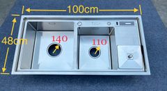 Chậu Rửa Bát Bậc Thang Có hố Rác+Dao+Thớt 100x48