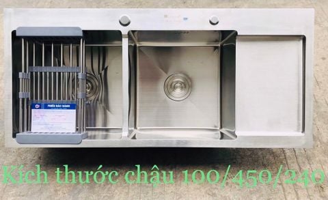 Chậu Rửa Bát 2 Hố Có Bàn 100x45x24