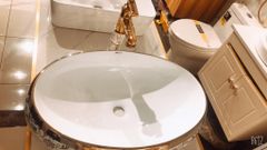 Chậu Sứ Rửa Mặt Hoa Vàng
