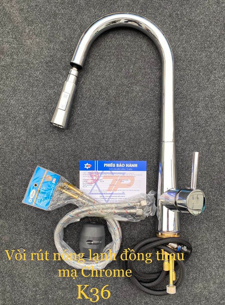 Vòi Rửa Bát Nóng Lạnh Kèm Dây Rút K36