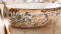 Chậu Sứ Rửa Mặt Hoa Vàng
