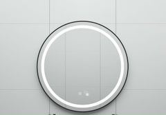 Gương Led Tròn Cảm Ứng Viền Thép Đen 60x60