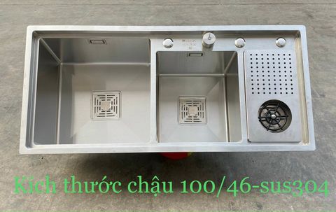 Chậu rửa bát Inox 304 kèm máy rửa cốc 1m x 46