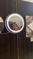 Gương Led Tròn Cảm Ứng Viền Thép Đen 60x60