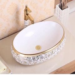 Chậu Sứ Rửa Mặt Hoa Vàng