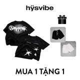  [1 TẶNG 1] Áo thun THE SKY FULL OF STARS BOXY + Quần ngắn BASIC KAKI 