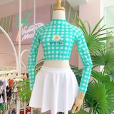  DAISYTOP- Áo croptop tay dài hoa cúc 