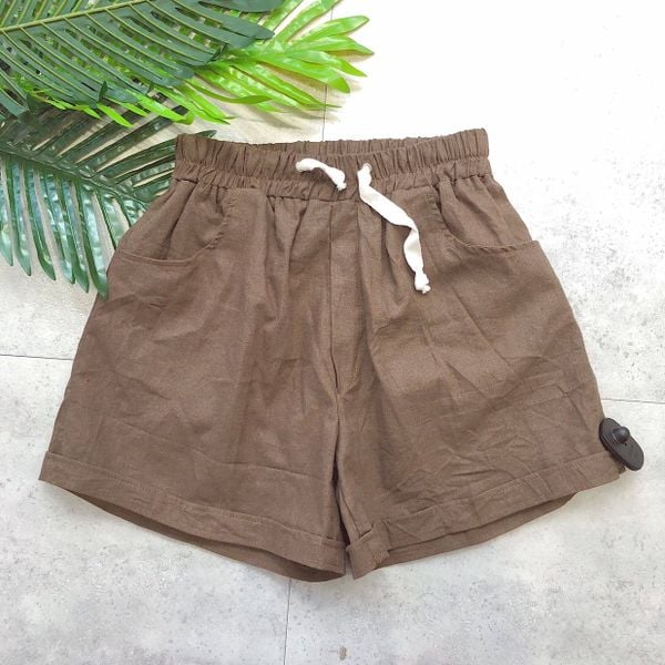  Quần short linen nâu 