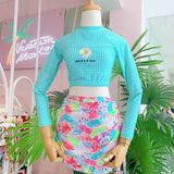  DAISYTOP- Áo croptop tay dài hoa cúc 