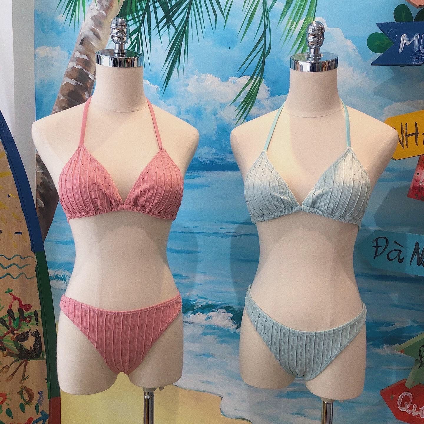  4BN149- set bikini kèm khăn hồng 