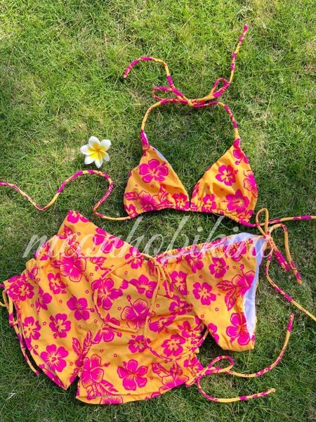  4BN111- set bikini kèm quần short 