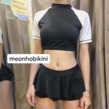  ACTNDEN-Áo bơi croptop tay ngắn 