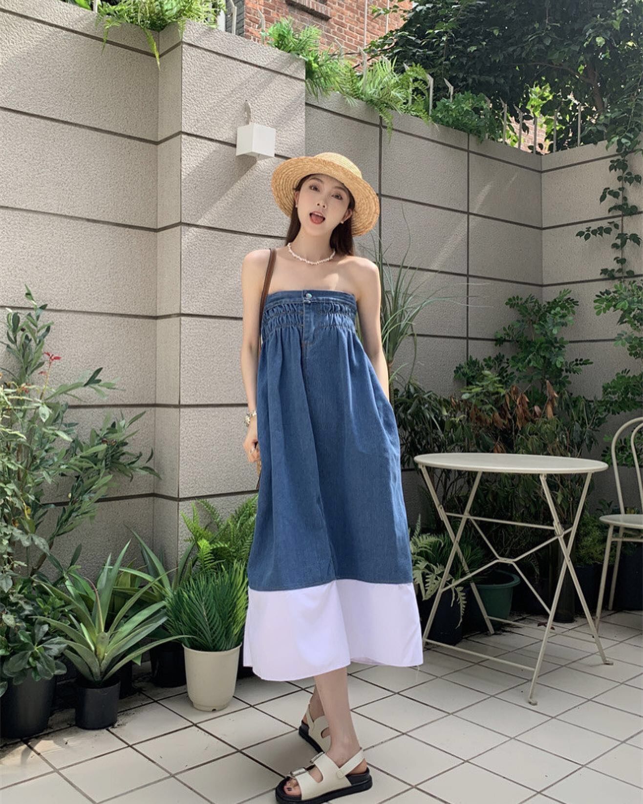  DN14- đầm maxi jeans 