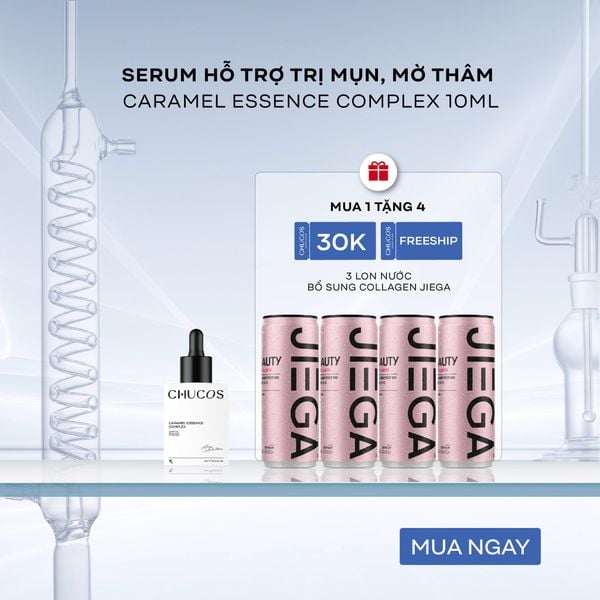  [Only For Web] Serum Trị Mụn, Mờ Thâm Chucos Caramel Essence Complex 10ml & [4 lon] Nước Uống Jiega 